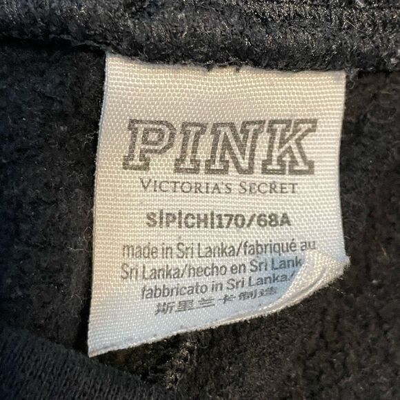 Pink Victoria's Secret Sweatpant Joggers Black White Fleece‎ Drawstring S - Picture 5 of 7